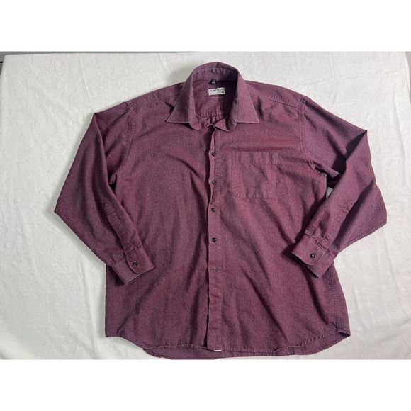 Georg Roth Woven Burgundy Long Sleeve Button-Up Shirt Spread Collar XL 43/44 - Picture 2 of 8